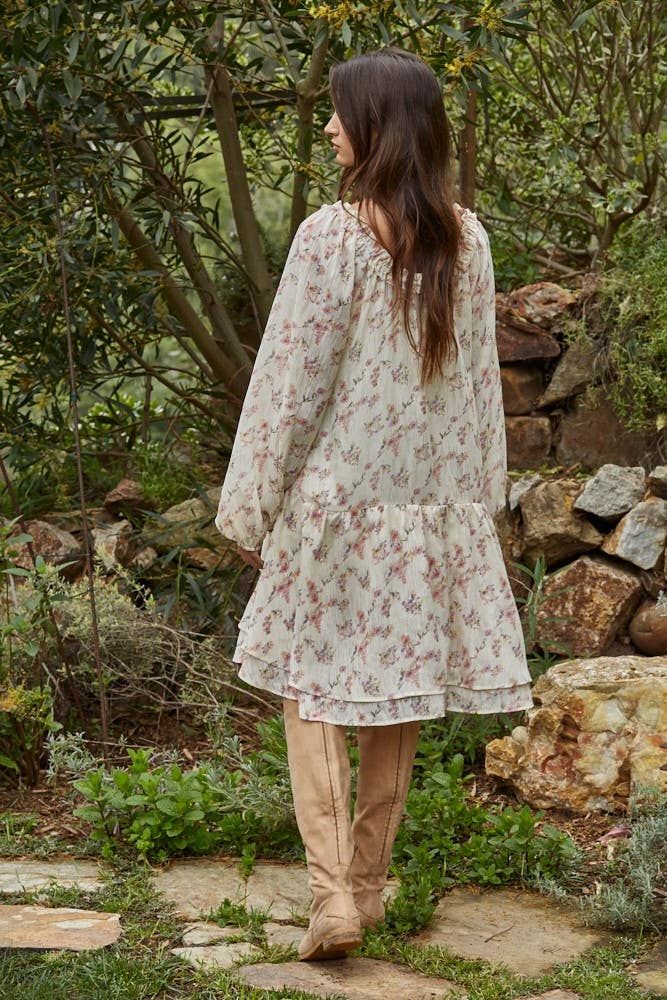 Floral Flare Layered Mini Dress