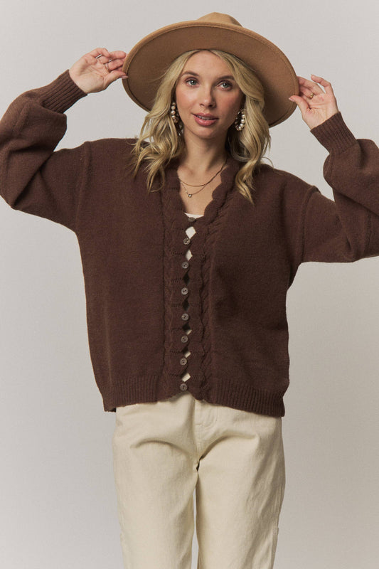 Scalloped Button Down Cardigan