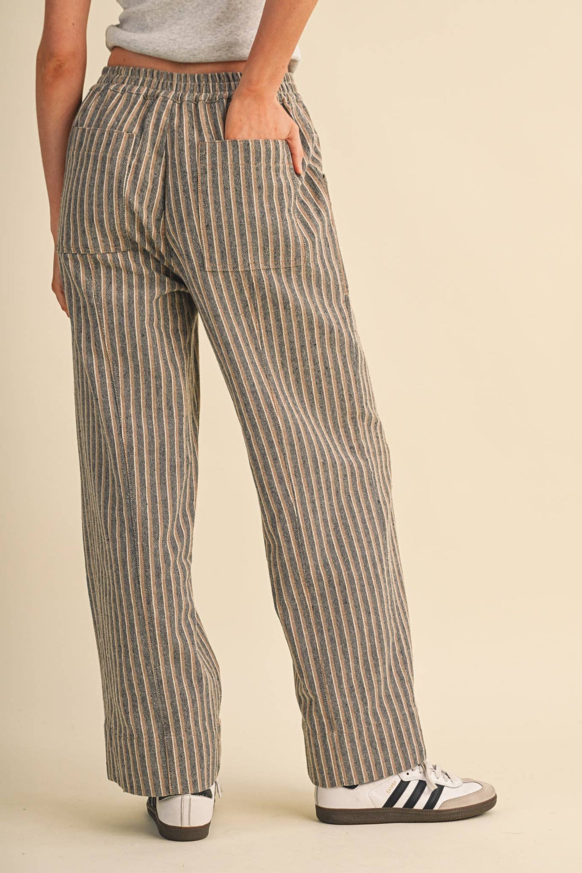 Striped Wide Leg Drawstring Pants
