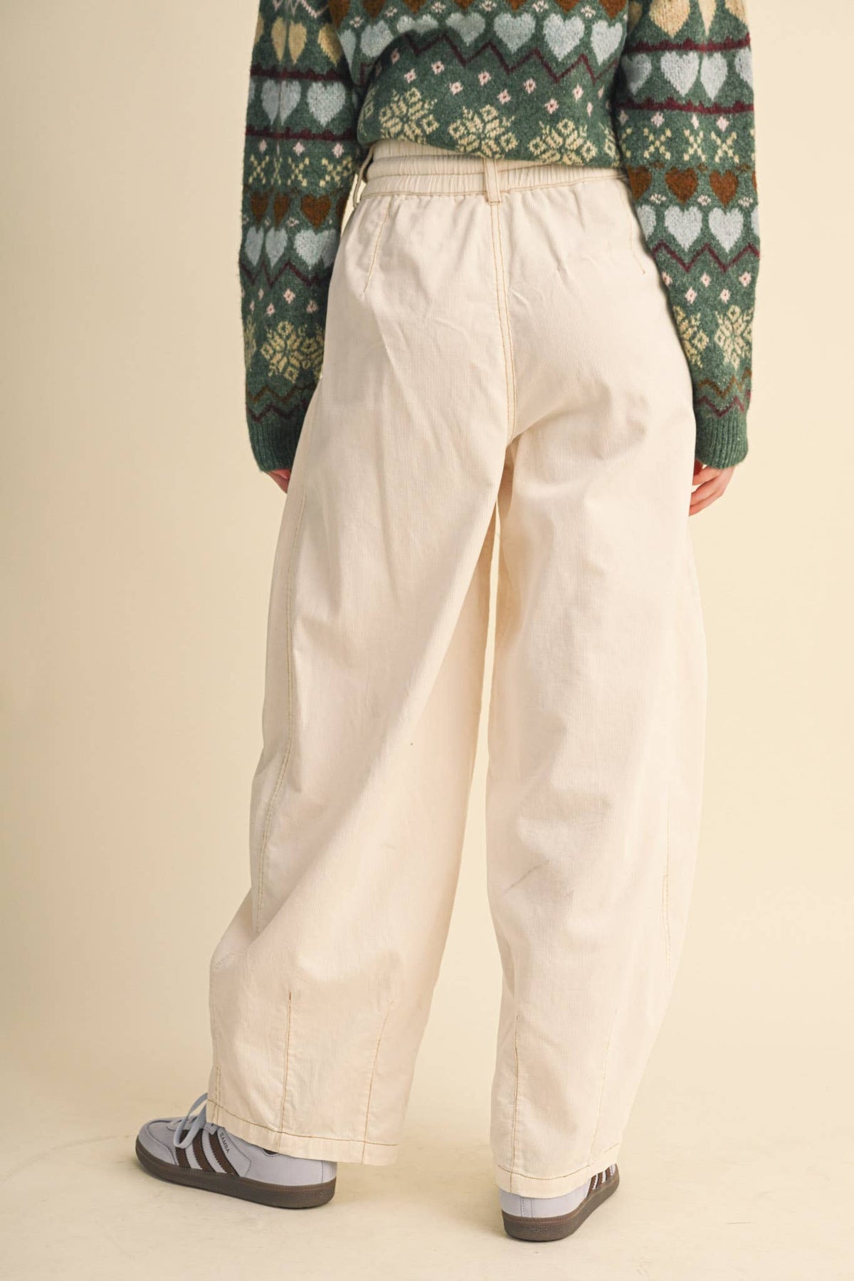 Washed Corduroy Pleated Barrel Pants