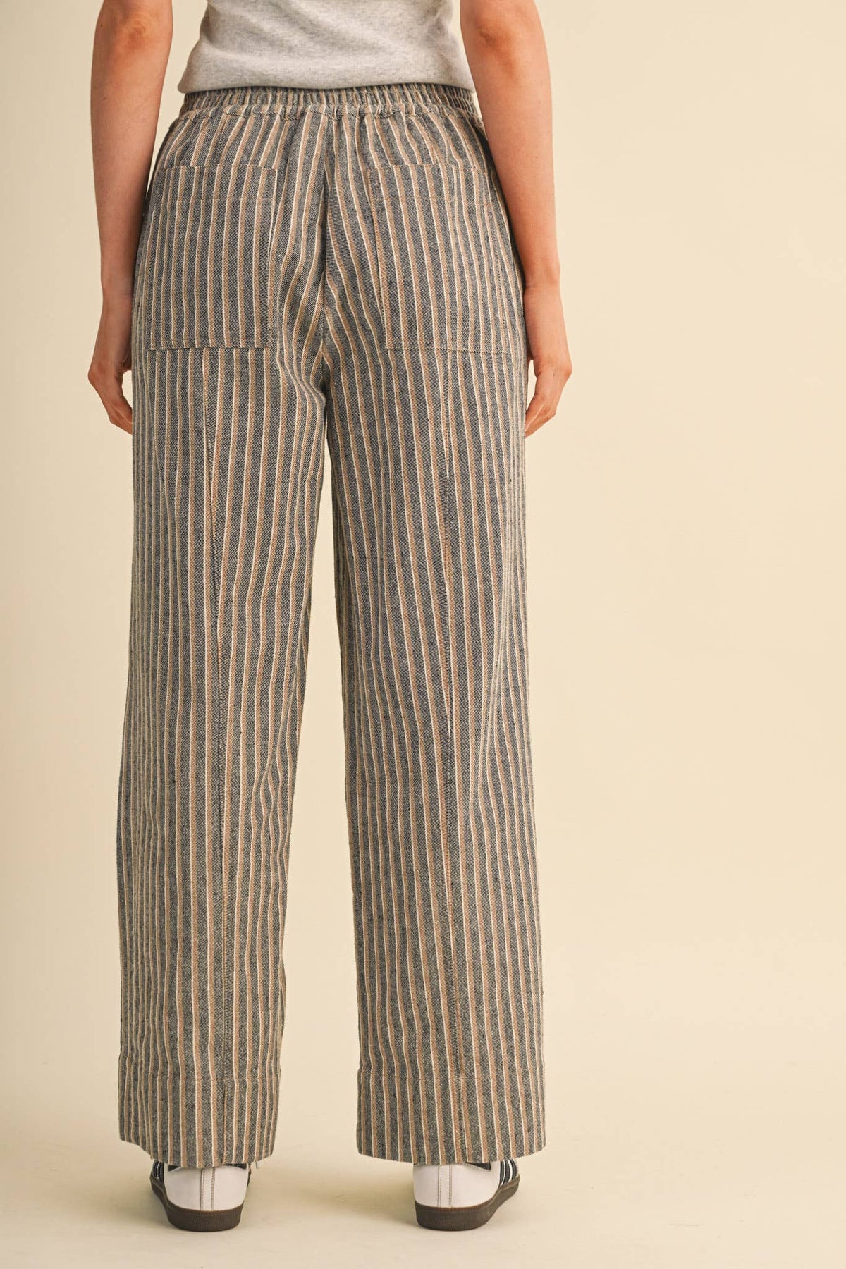 Striped Wide Leg Drawstring Pants