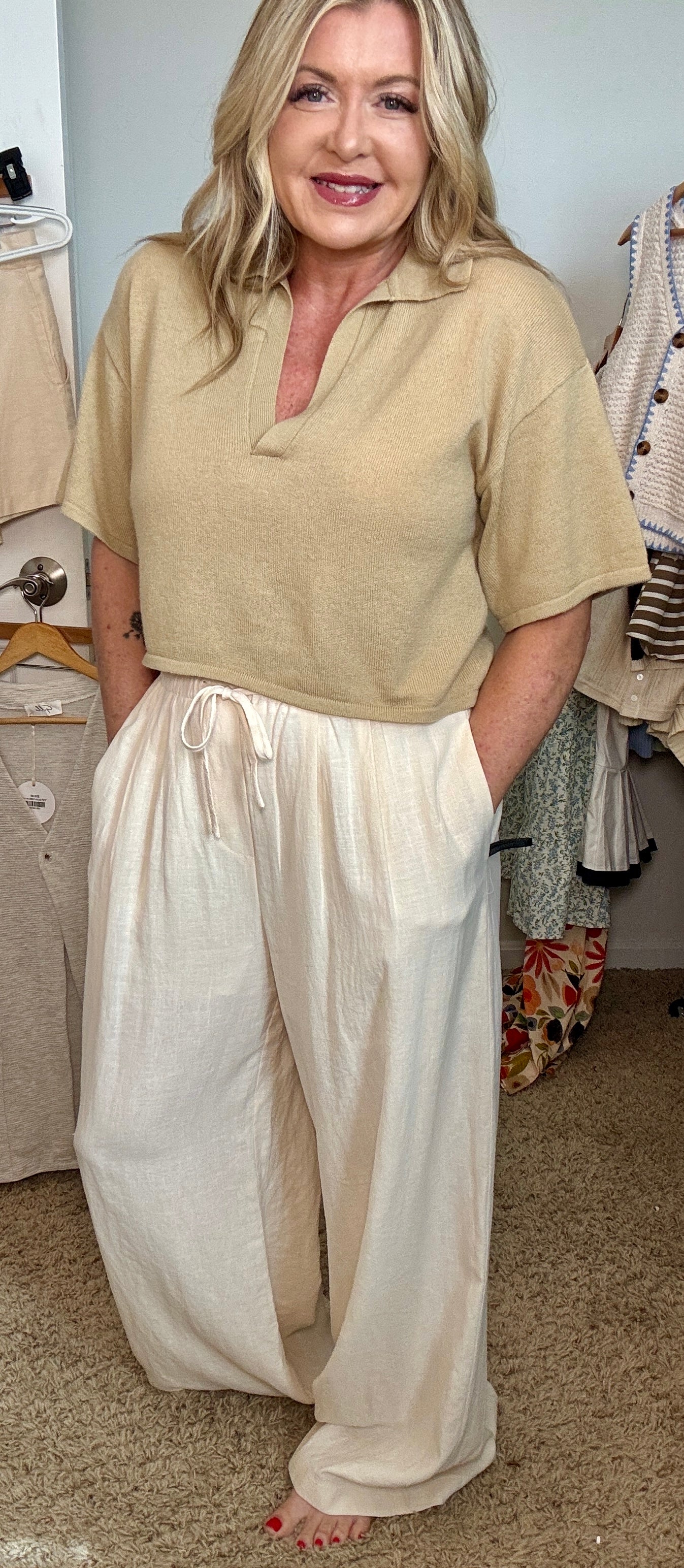 Waist Tuck Pleated Linen Pants