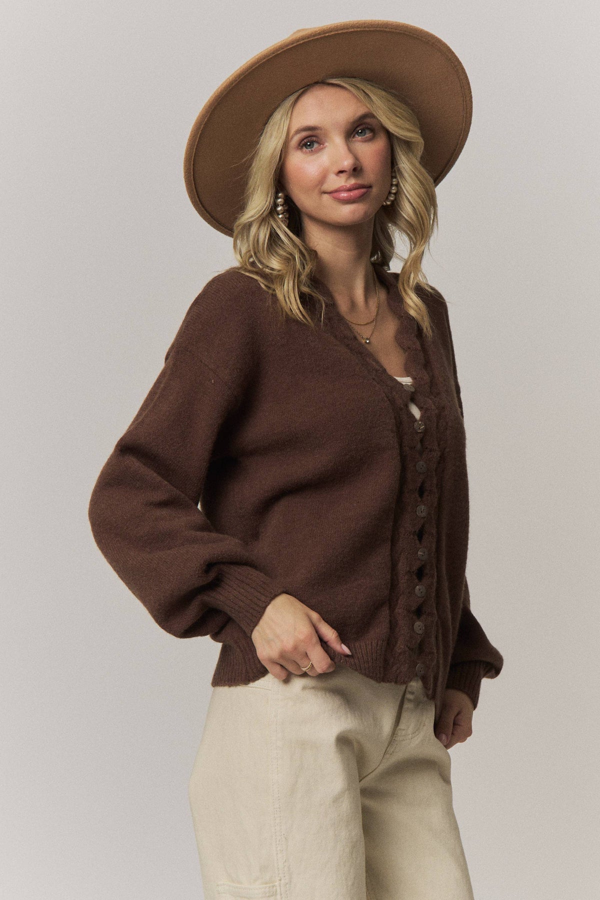 Scalloped Button Down Cardigan