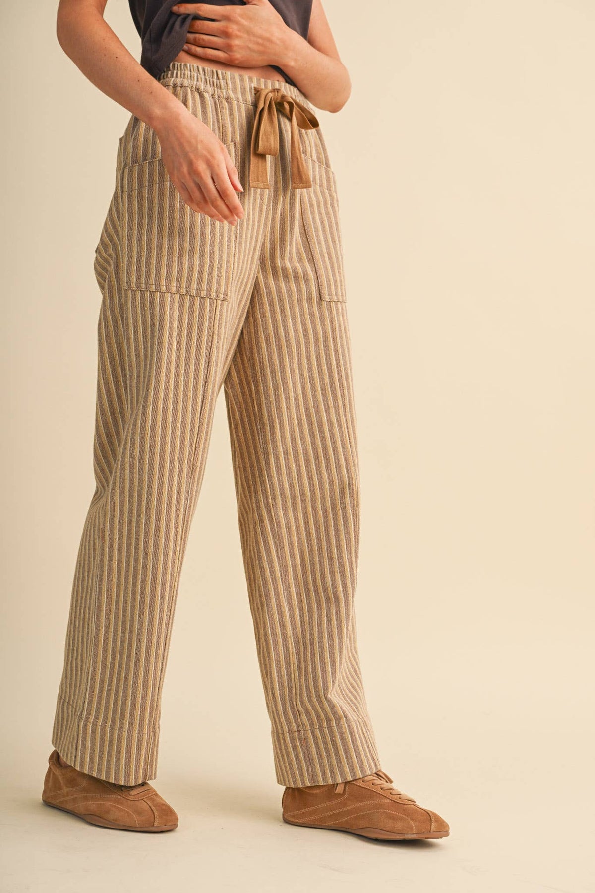 Striped Wide Leg Drawstring Pants