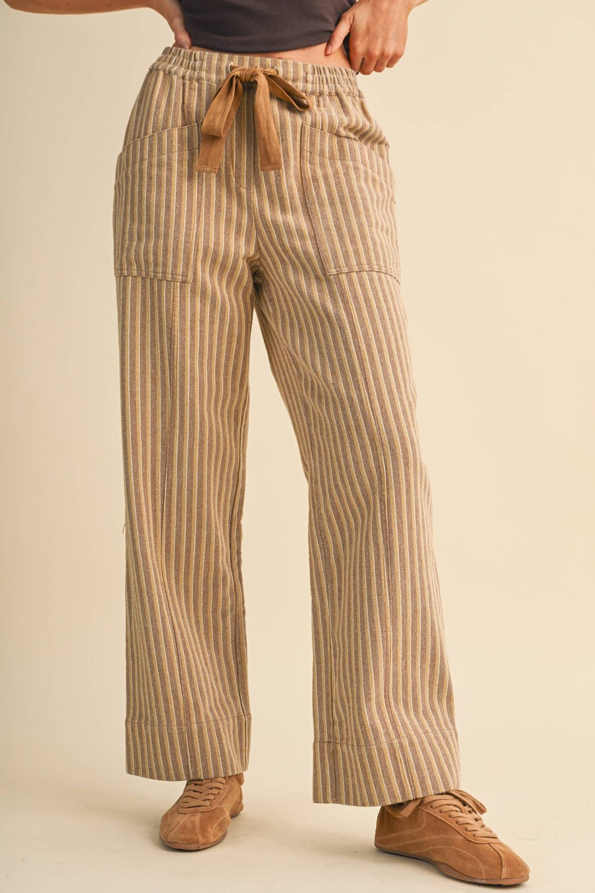 Striped Wide Leg Drawstring Pants