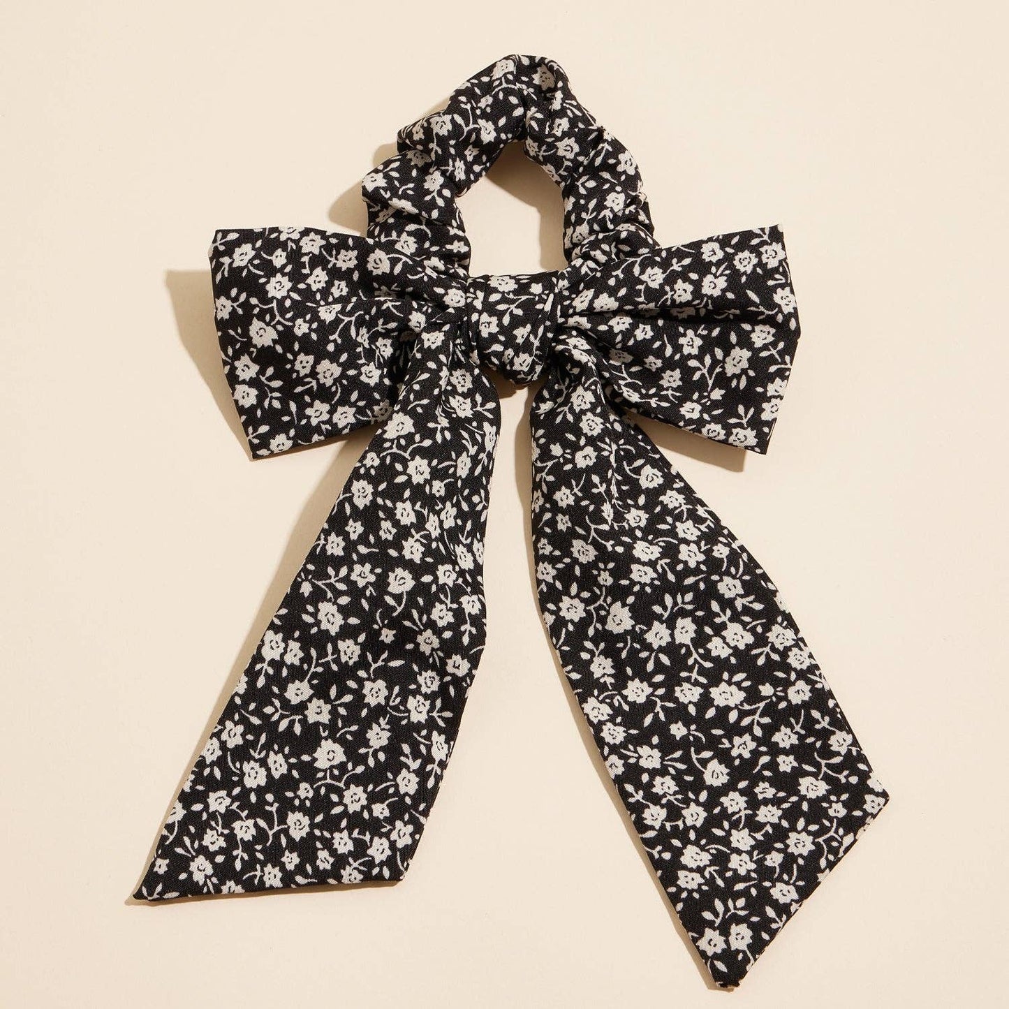 Long-Tail Ribbon Scrunchie with Floral Bow