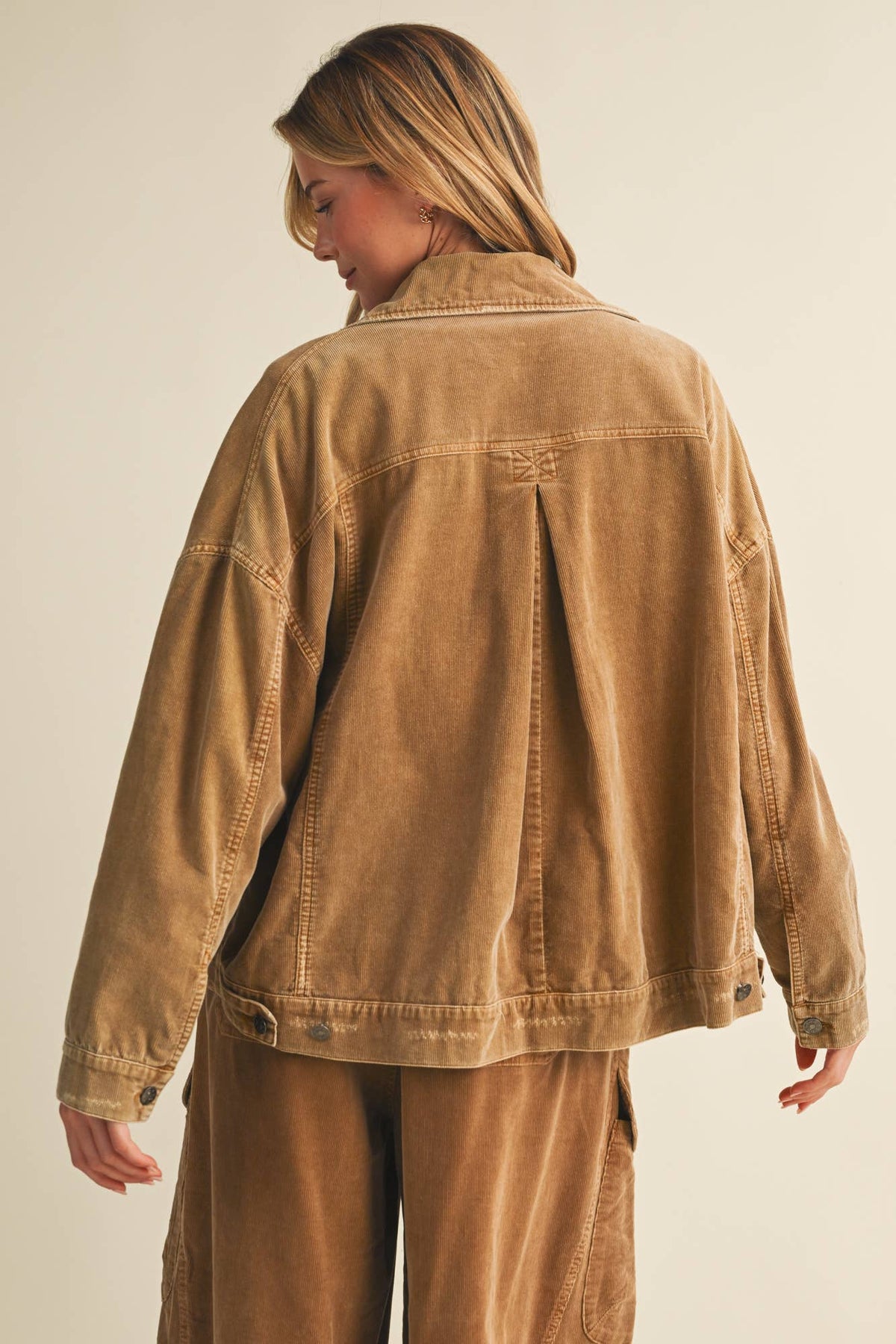 Wide-Wale Corduroy Dropped Shoulder Jacket- Biscuit or Espresso