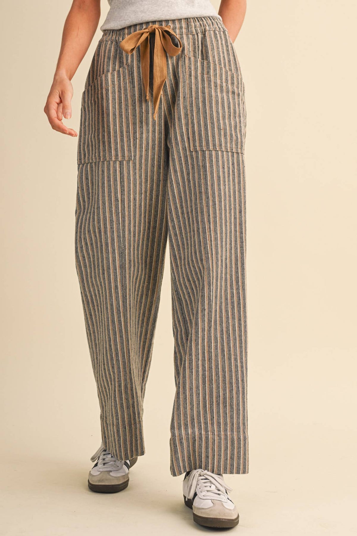 Striped Wide Leg Drawstring Pants