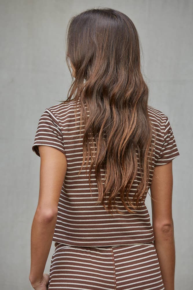 Knit Striped Short Sleeve Top
