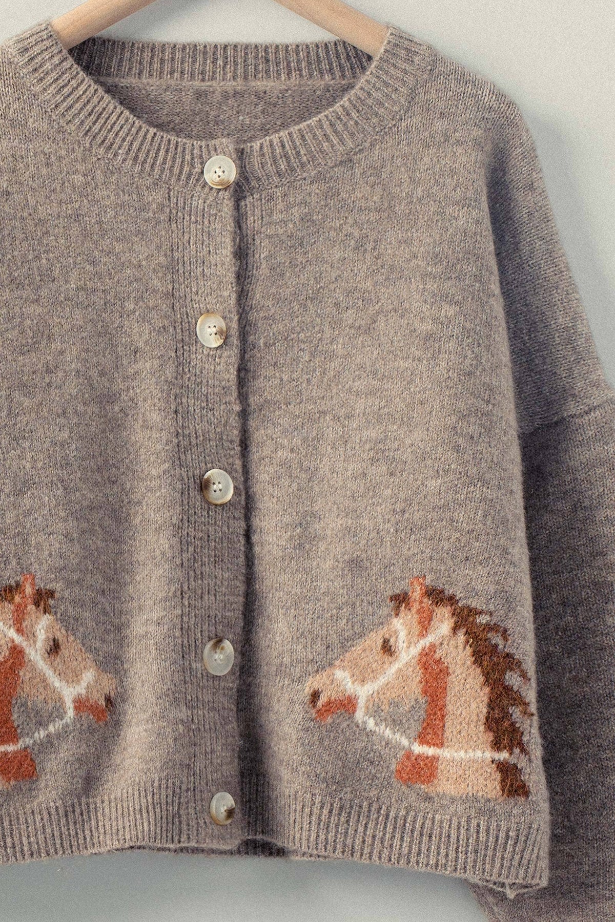Western Horse Graphic Button Front Cardigan Sweater