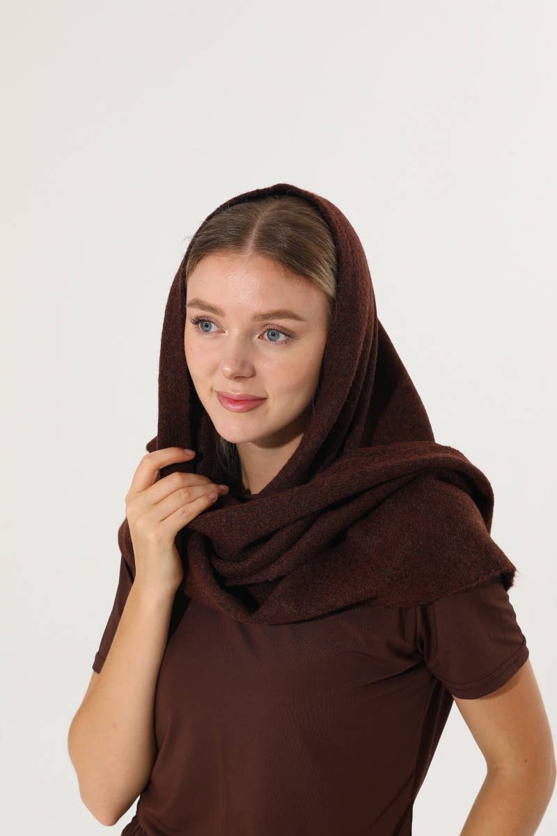 Soft Knit Triangle Multi‑way Wear Women Warm Shawl Scarf- White or Brown