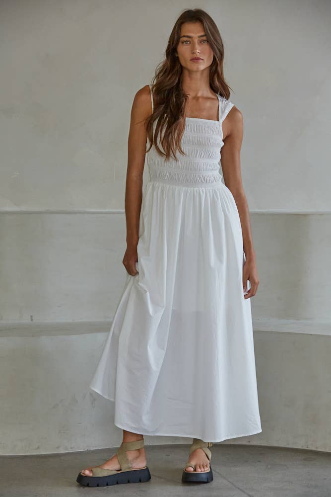 Sleeveless Square Neck Smocked Maxi Dress