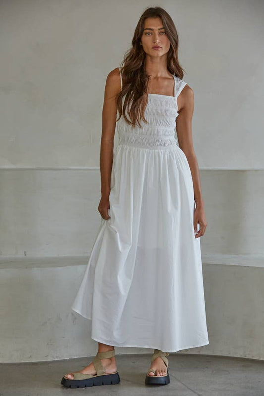 Sleeveless Square Neck Smocked Maxi Dress