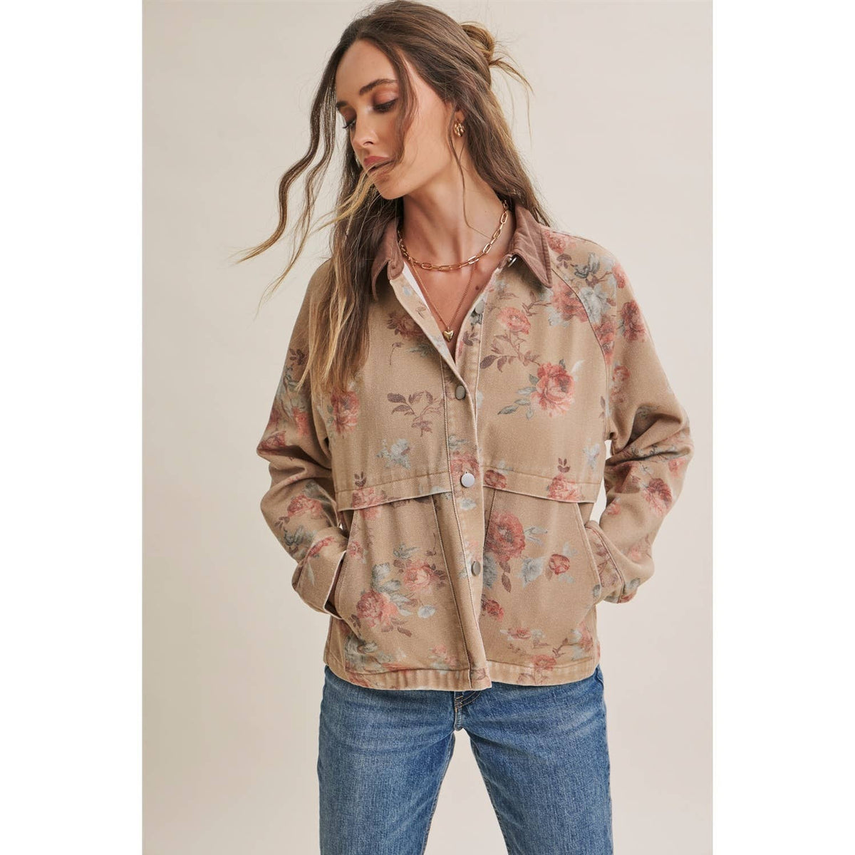 Wild Rose Afternoon Vintage Garment-Washed Jacket