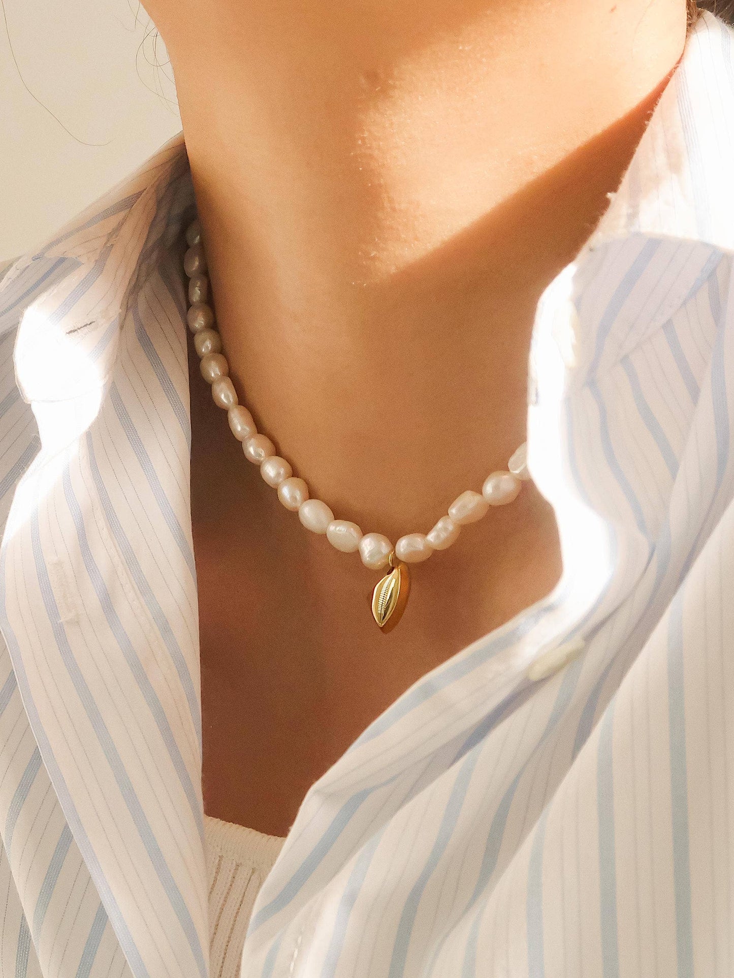 Marseille 18K Gold Non-Tarnish Classic Freshwater Pearl Necklace