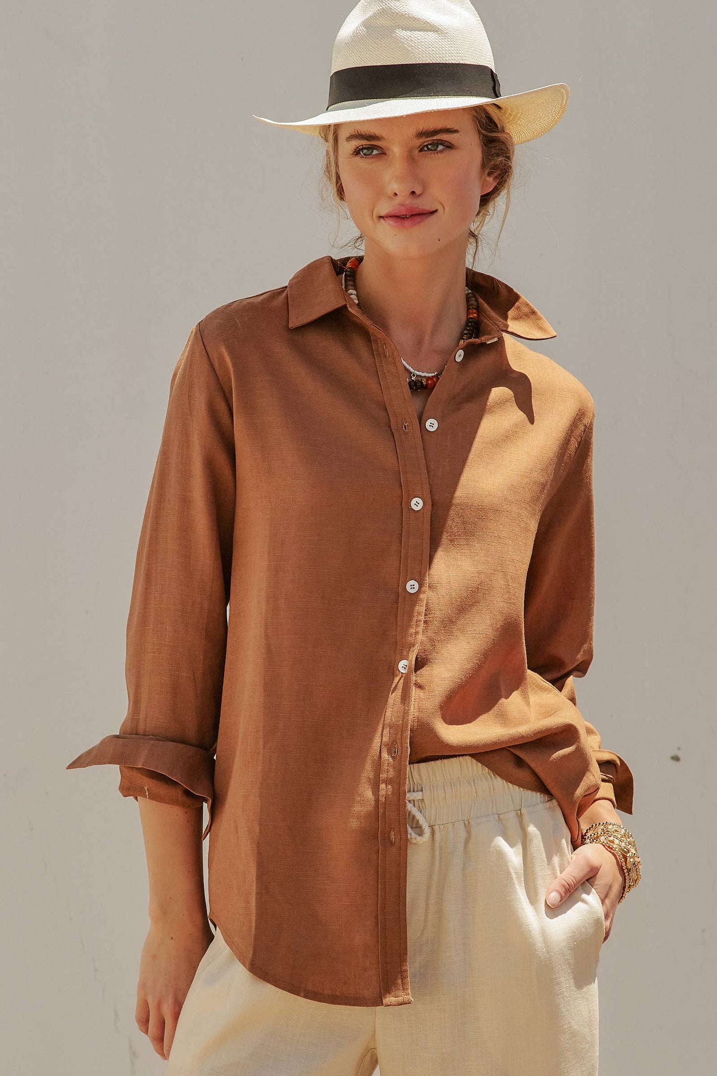 Linen Long Sleeve Button-Down Shirt