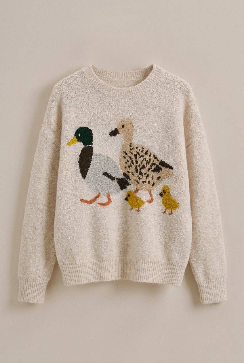 Mallard Duck Intarsia Knit Sweater