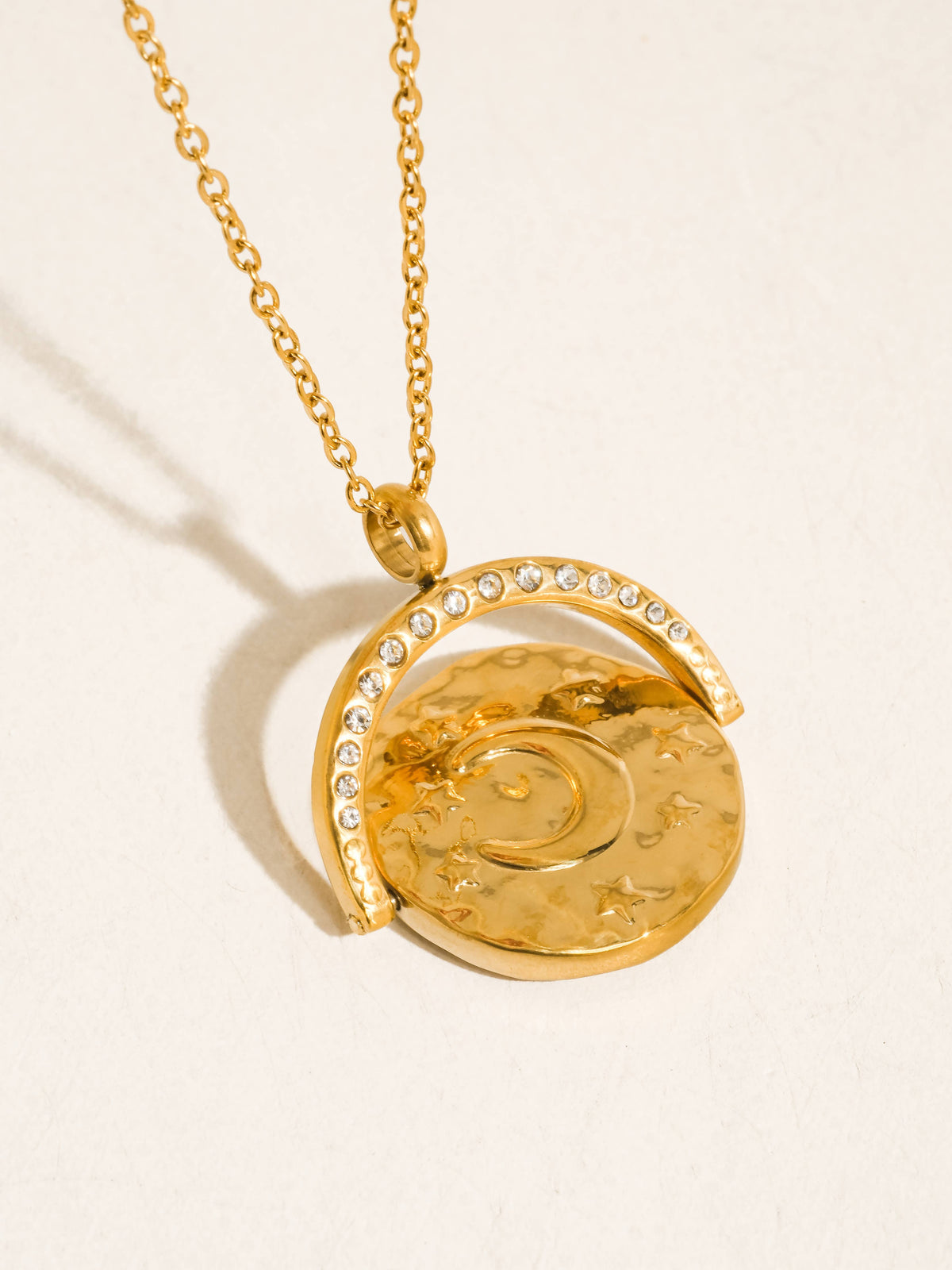 Reese 18K Gold Non-Tarnish Large Coin CZ Necklace