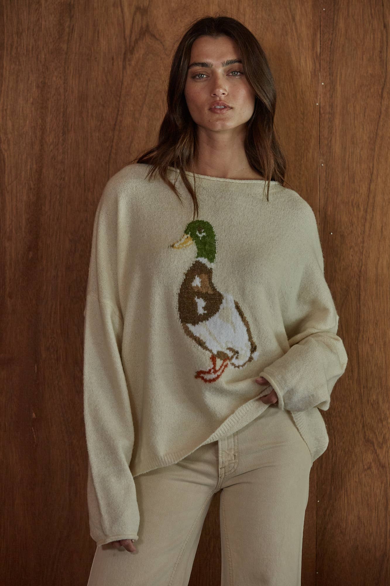 Duck Print Pullover Sweater