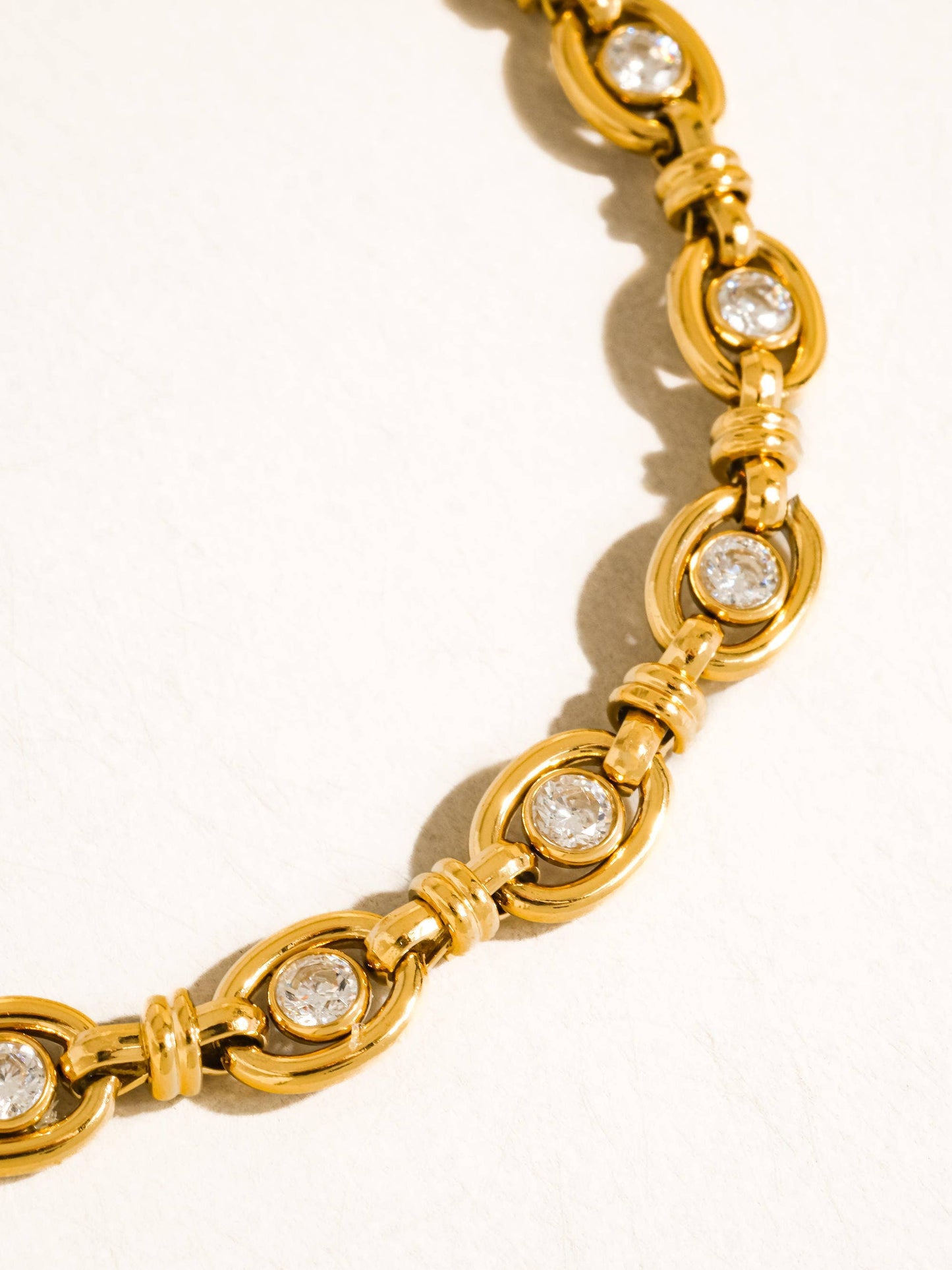 Xenon 18K Gold Non-Tarnish CZ Circle Link Bracelet