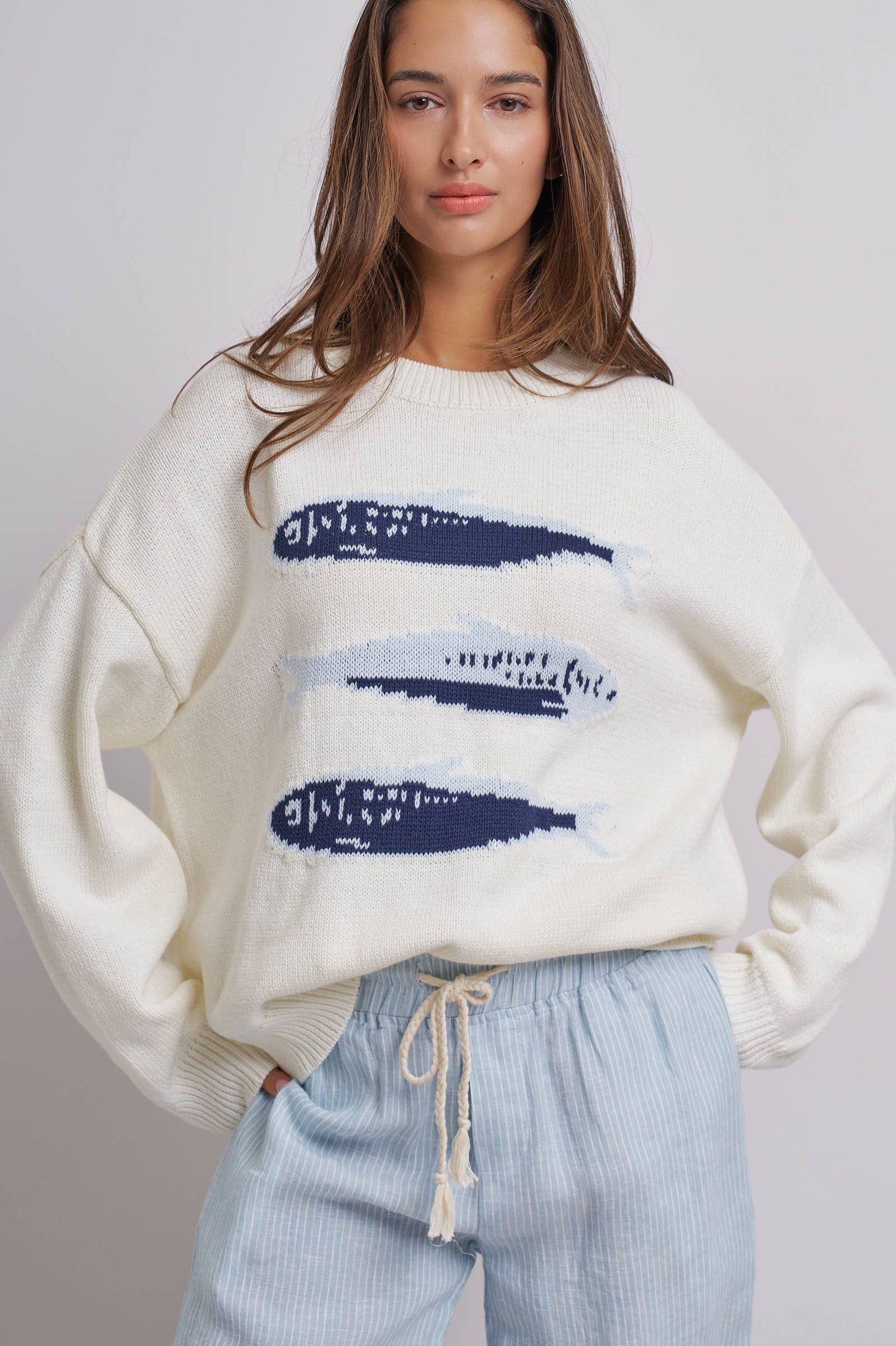 Oversized Drop-Shoulder Sardine Knit Sweater
