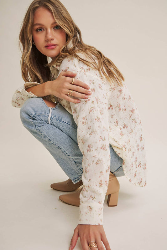 Floral Cotton Gauze Shirt