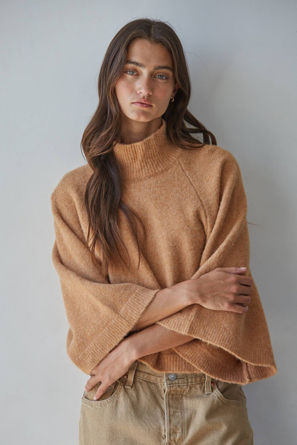 Knit Turtleneck Boxy Pullover Sweater