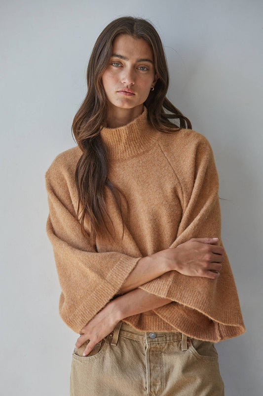Knit Turtleneck Boxy Pullover Sweater