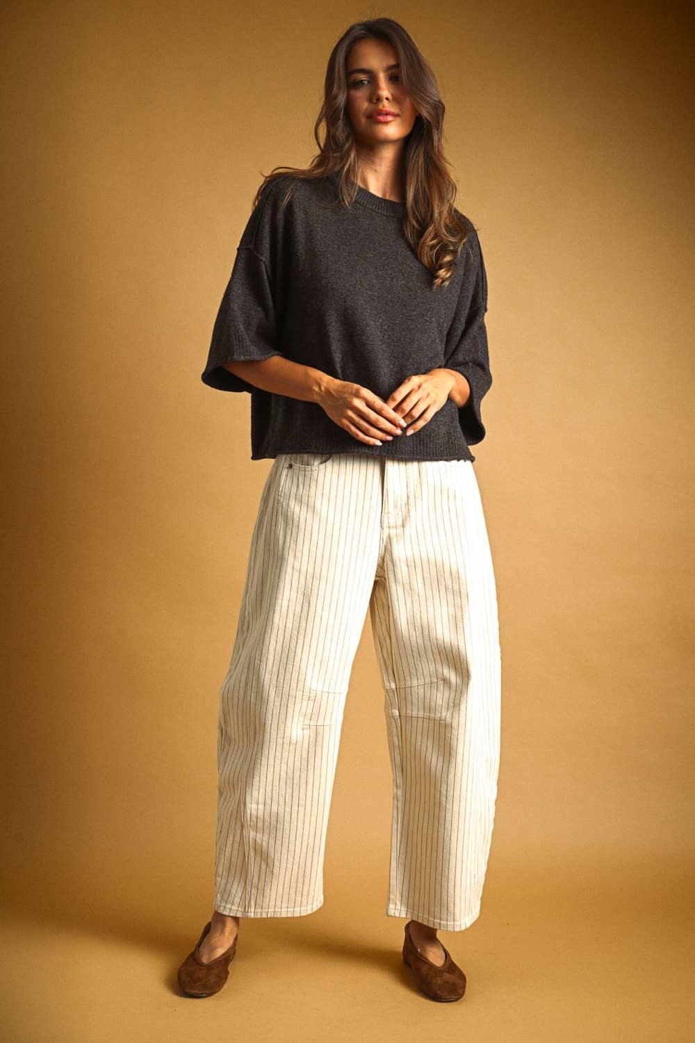 Pinstripe Barrel Pants
