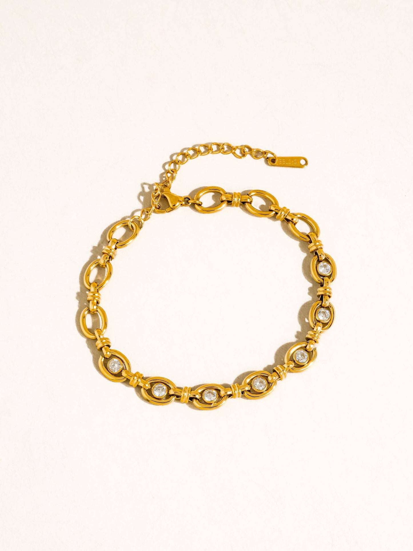 Xenon 18K Gold Non-Tarnish CZ Circle Link Bracelet