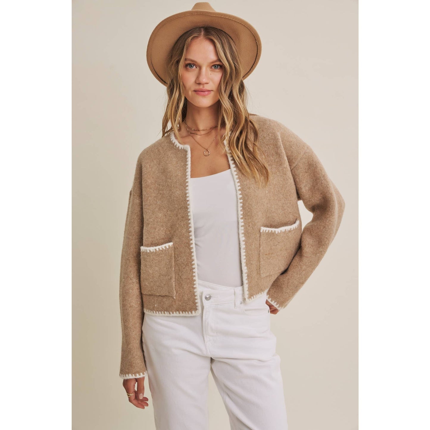 Soft Brush Wool Blend Cardigan