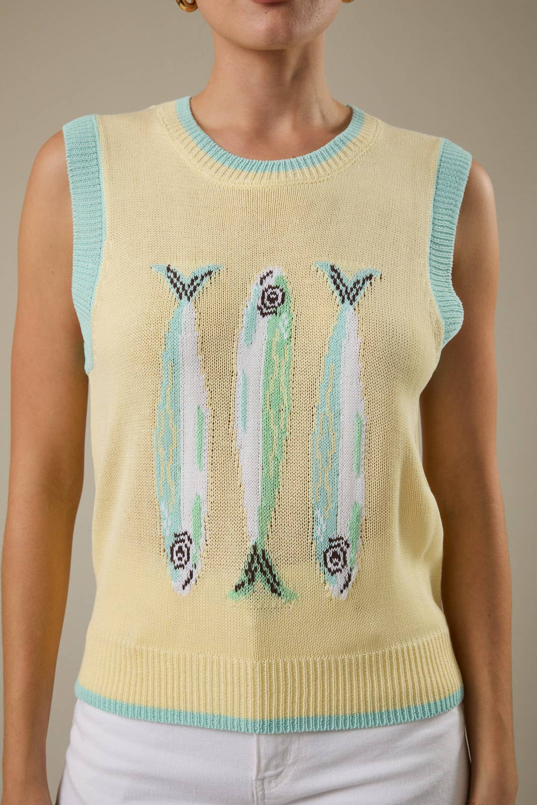 Fish Graphic Sweater Vest