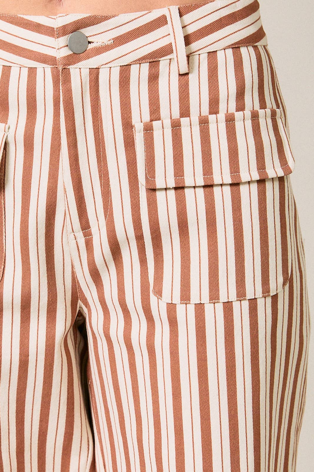 High Waist Striped Pocket Pants