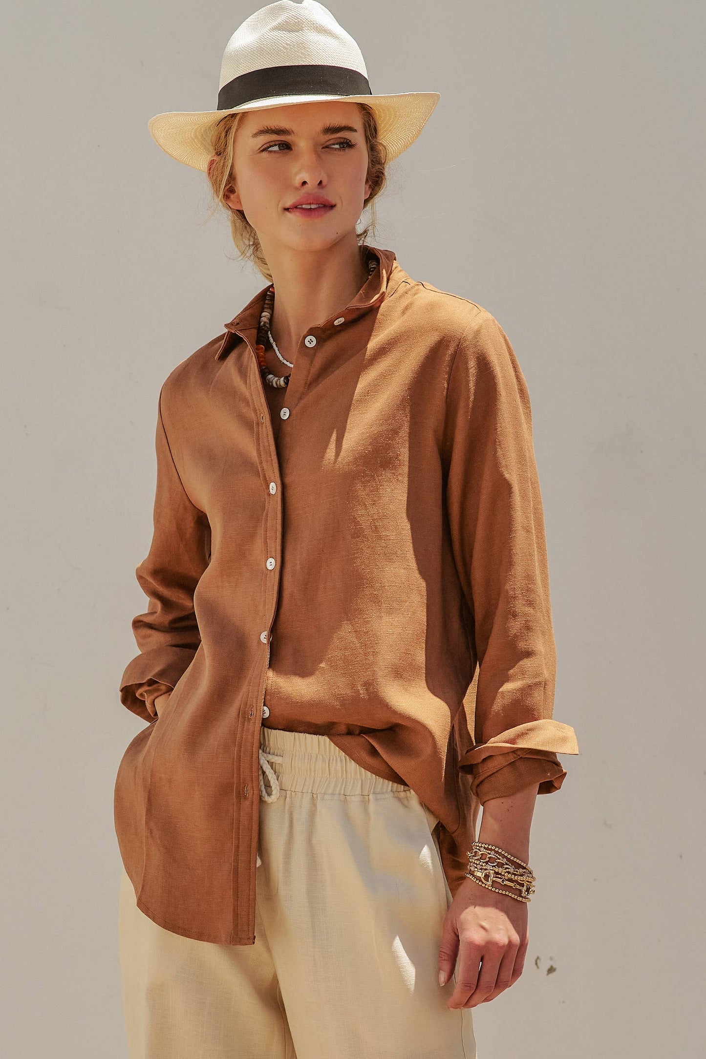 Linen Long Sleeve Button-Down Shirt