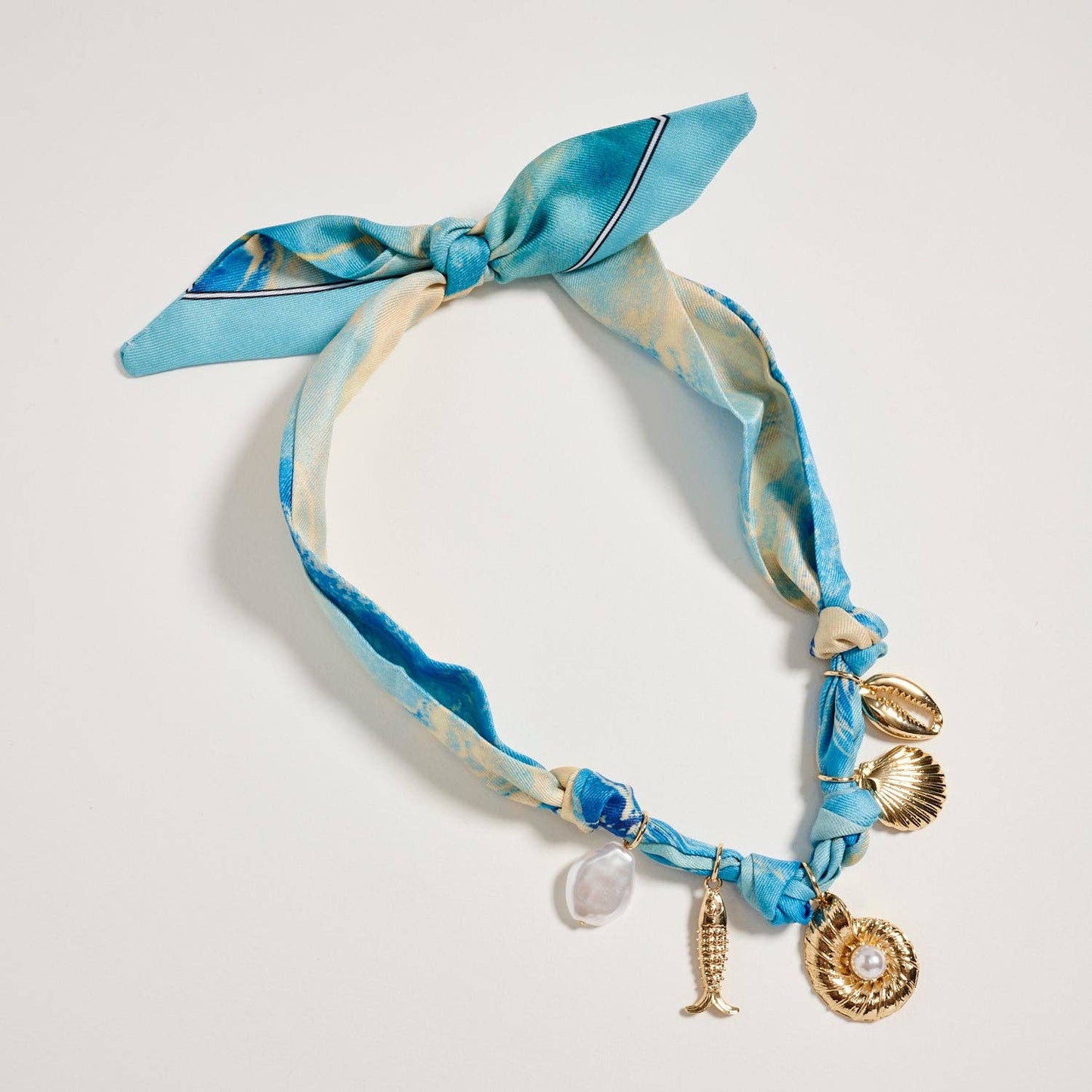 Blue Ocean Charm Scarf Necklace