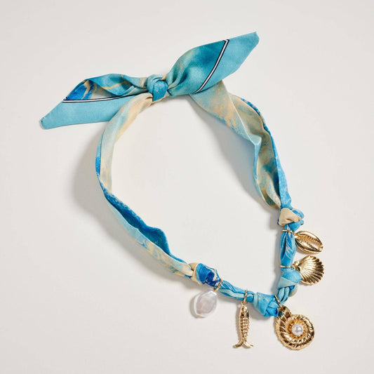 Blue Ocean Charm Scarf Necklace