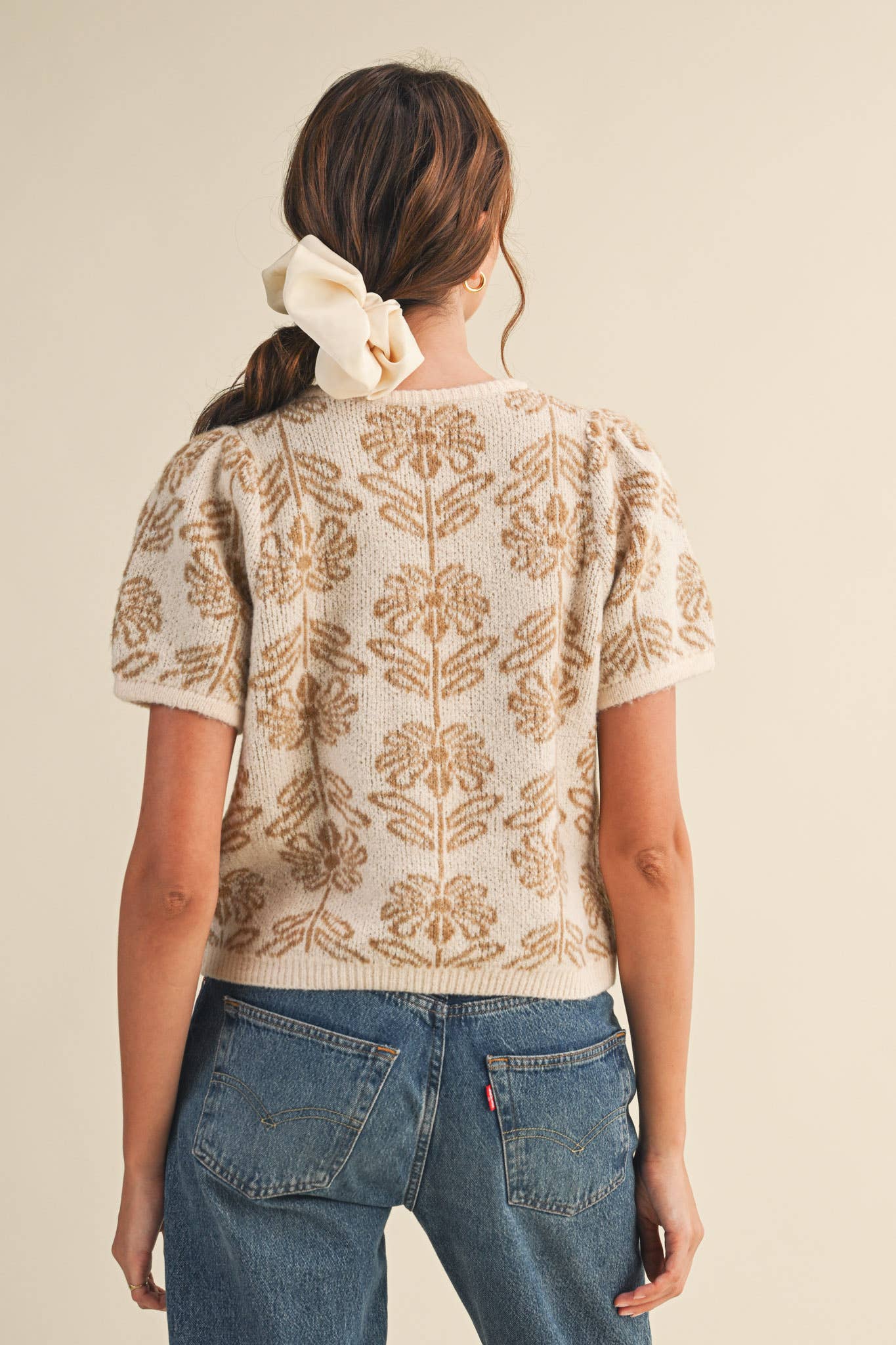Floral Puff Sleeve Sweater