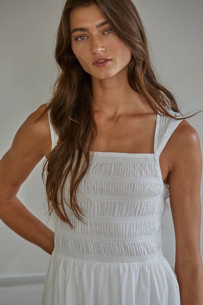 Sleeveless Square Neck Smocked Maxi Dress