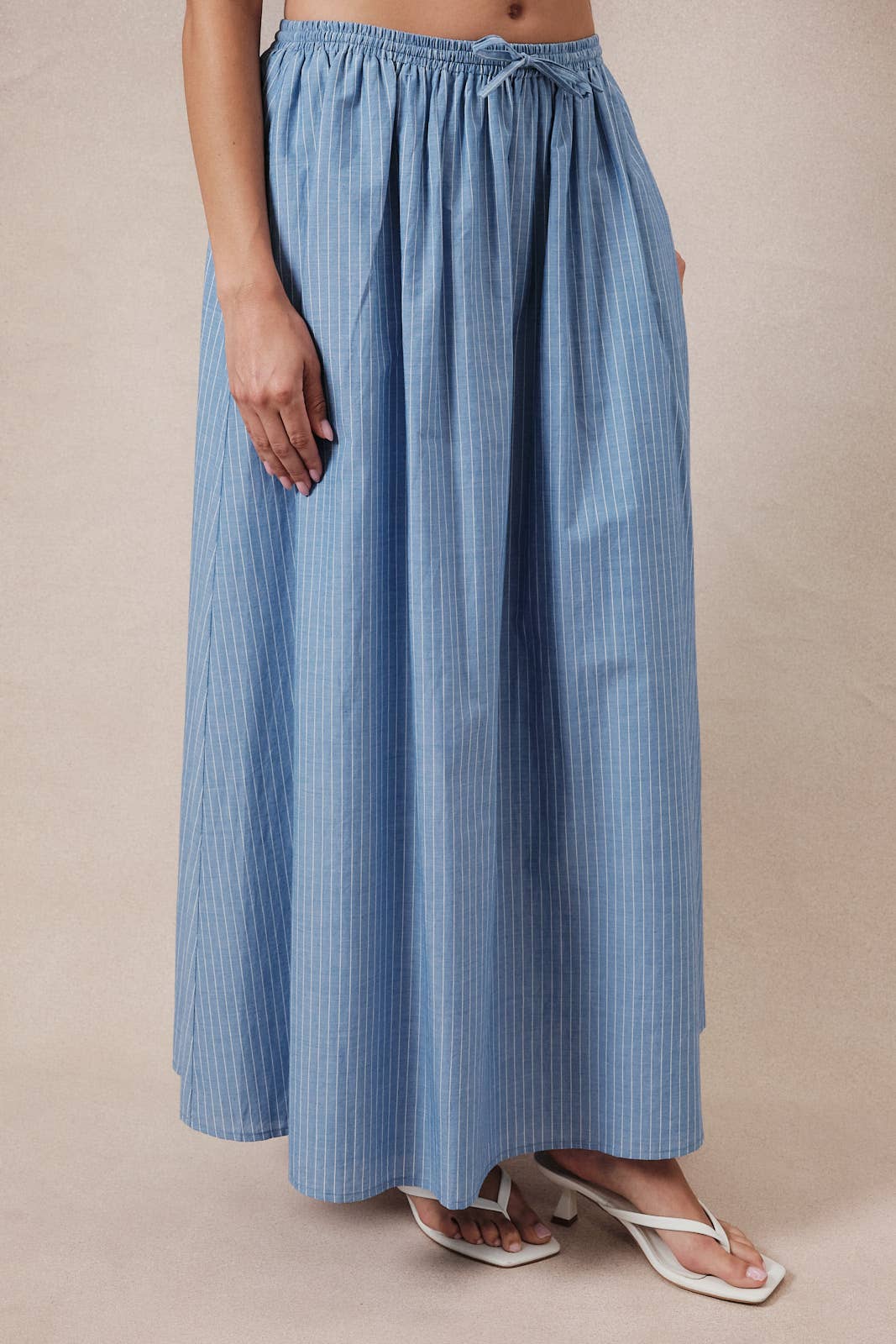 Pinstripe Full Cotton Maxi Skirt