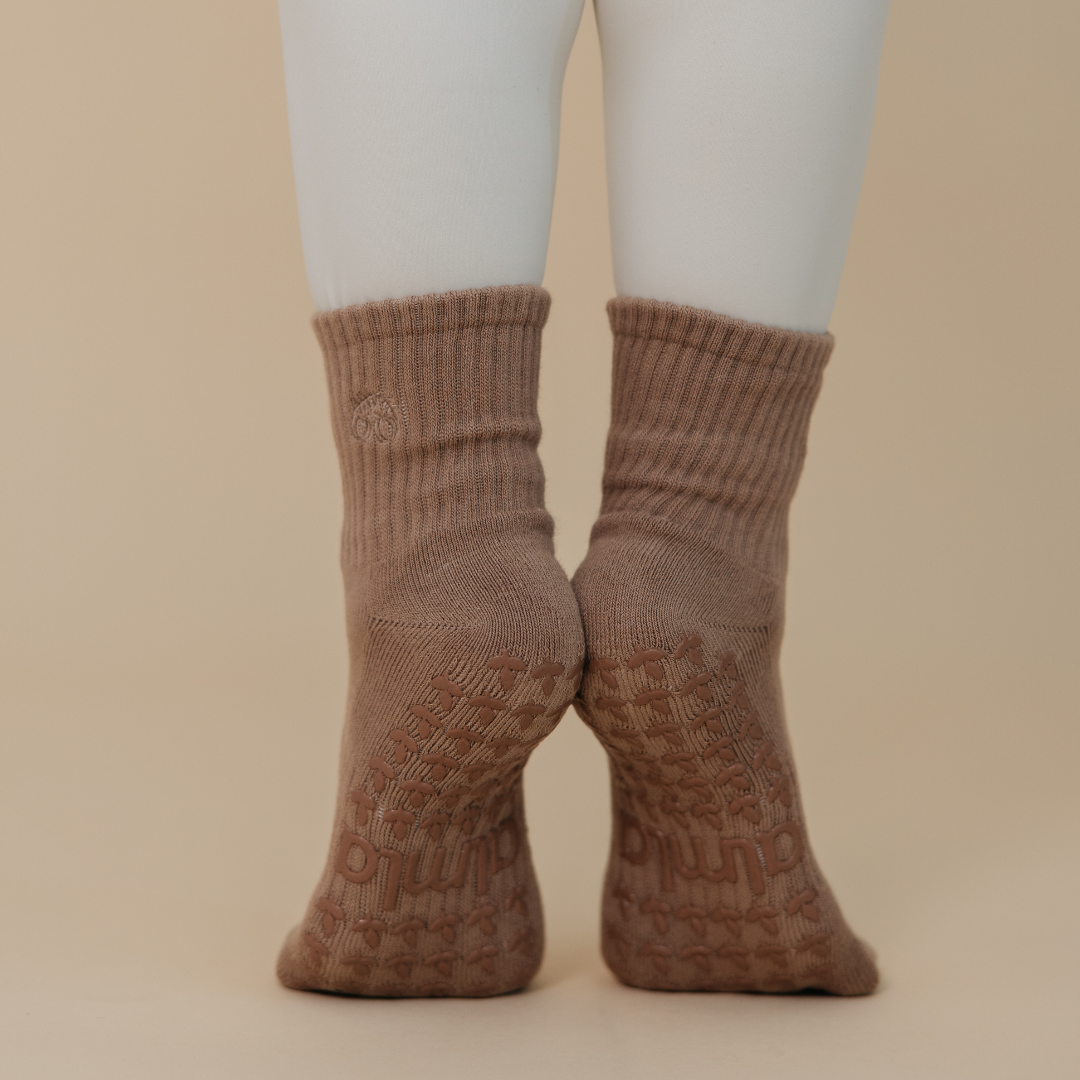 Light-Brown Neutral Pilates Grip Sock - Daily Grind