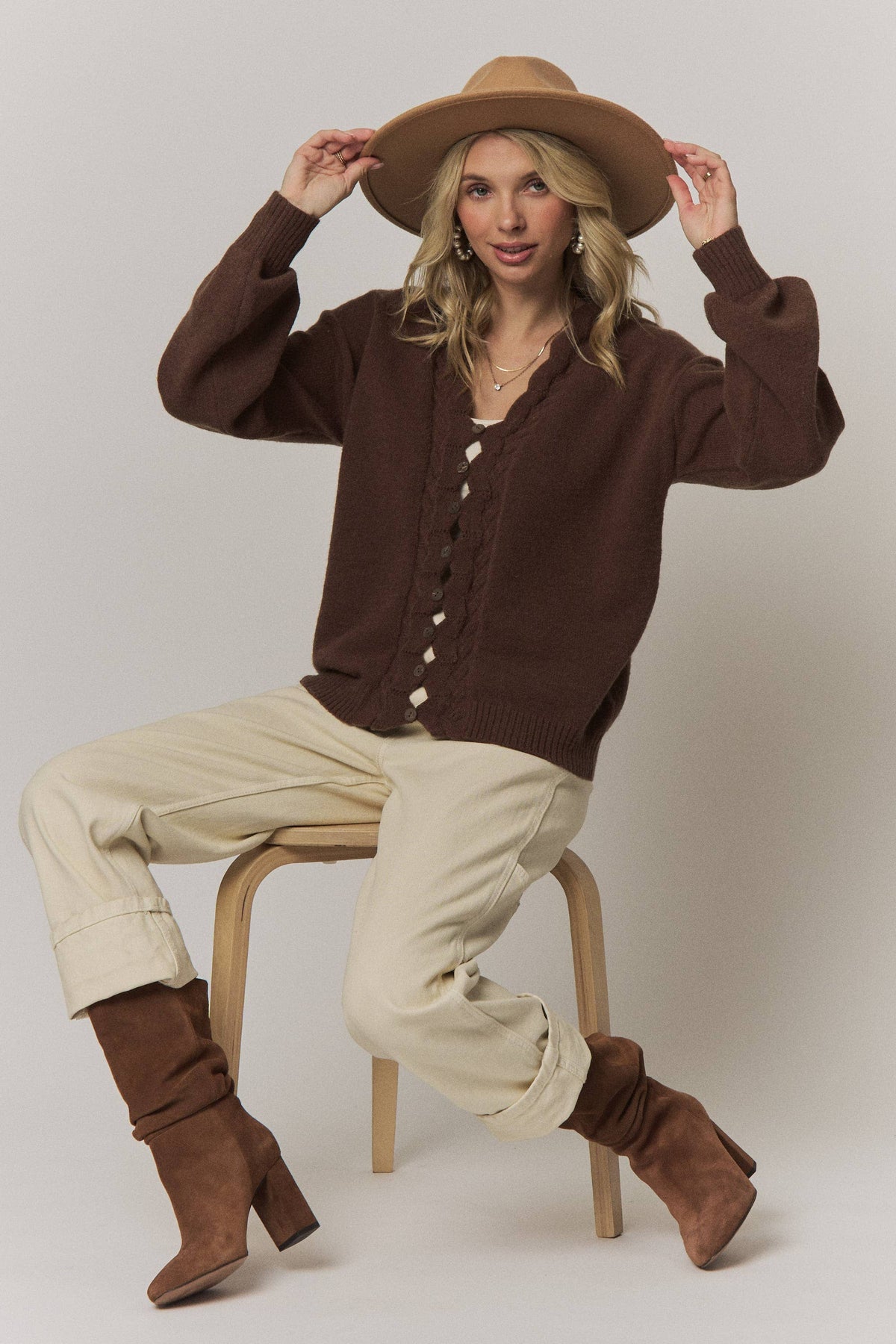 Scalloped Button Down Cardigan