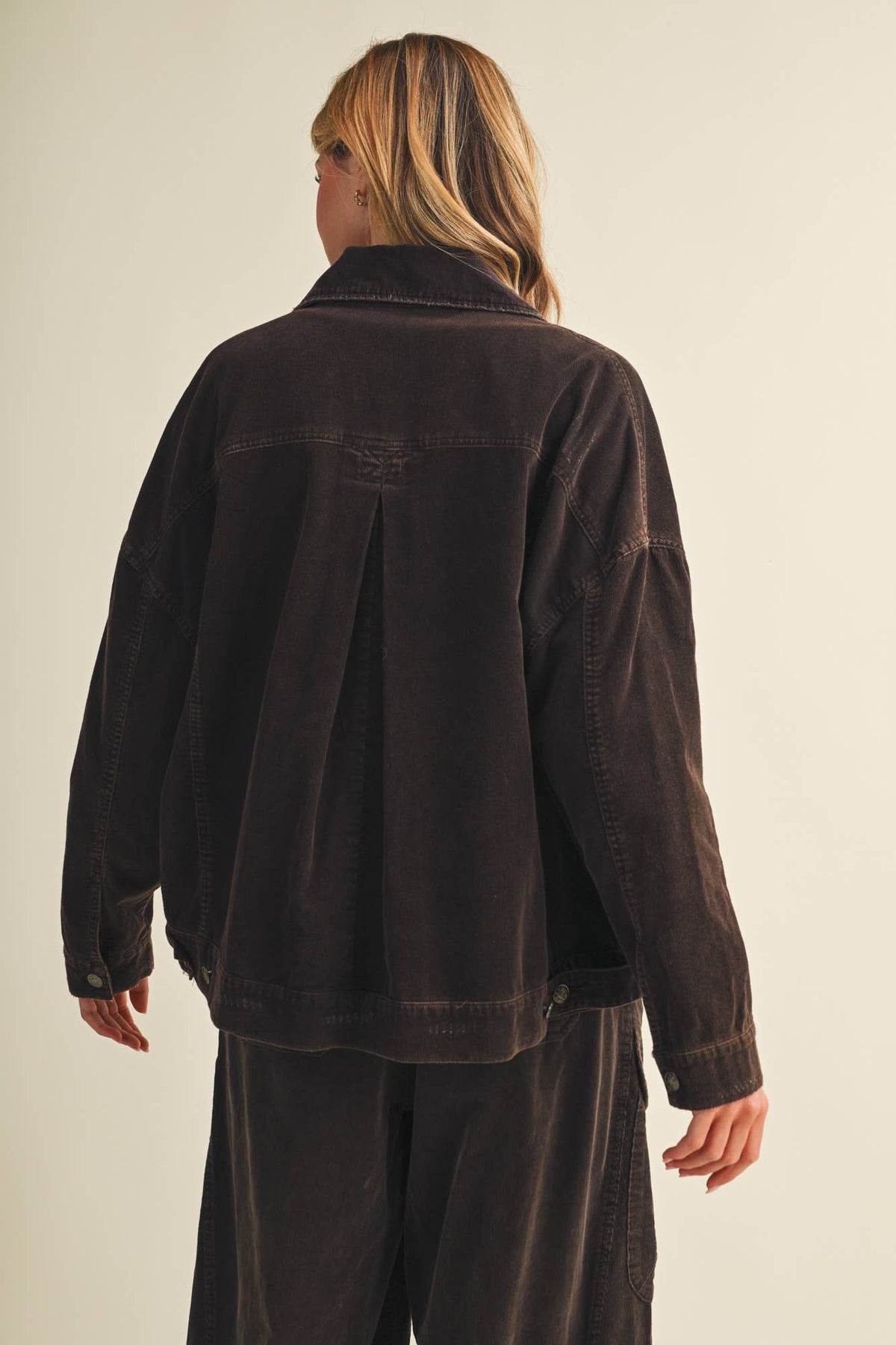 Wide-Wale Corduroy Dropped Shoulder Jacket- Biscuit or Espresso