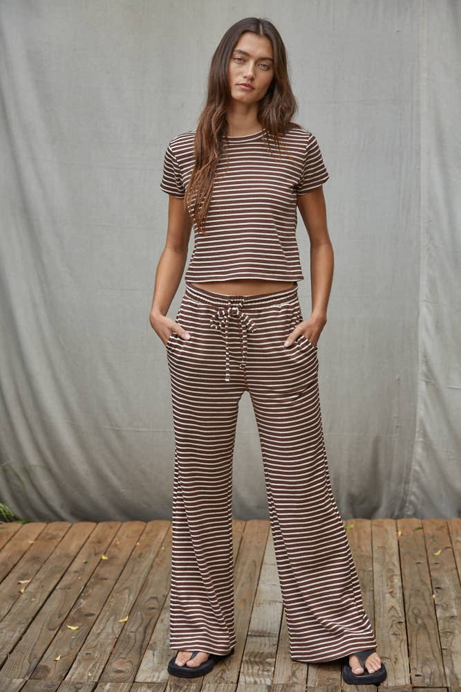 Knit Striped Short Sleeve Top