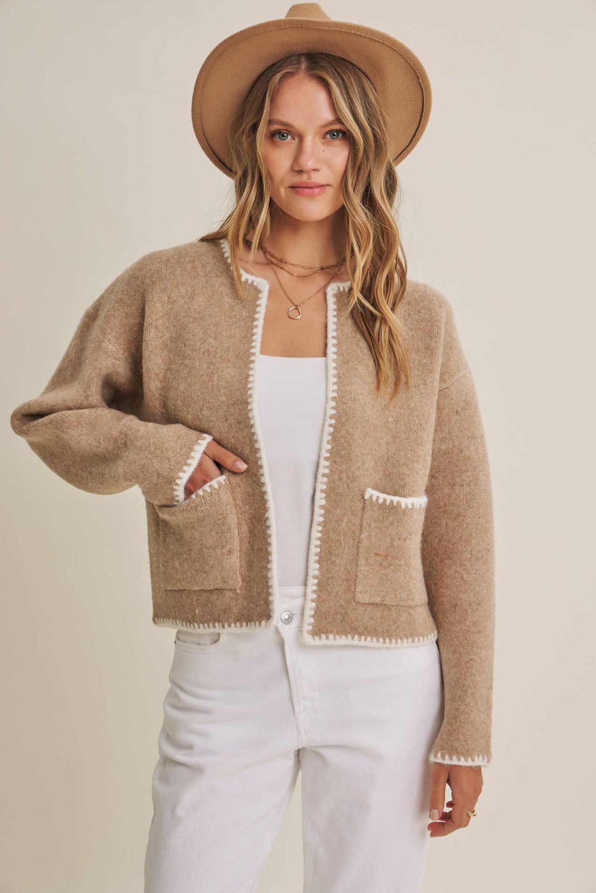Soft Brush Wool Blend Cardigan