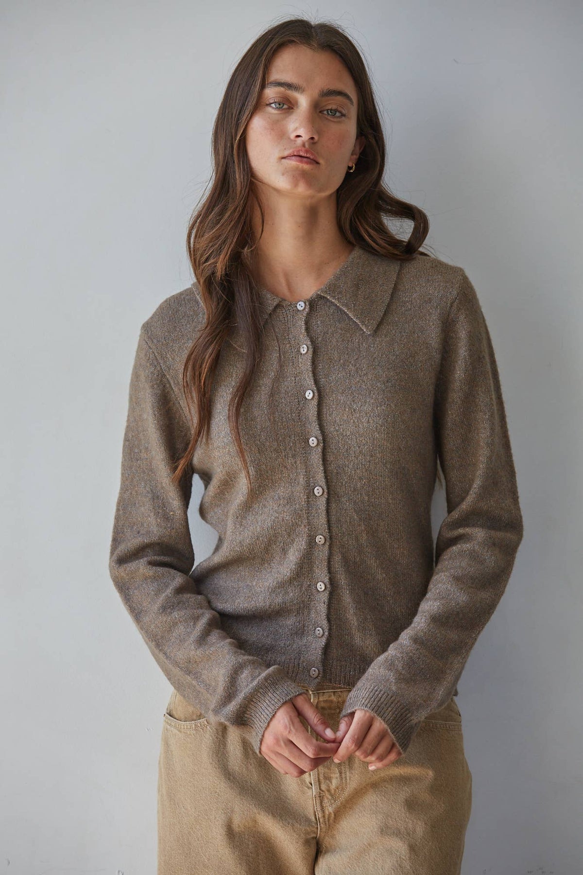 Button Down Collared Sweater Cardigan