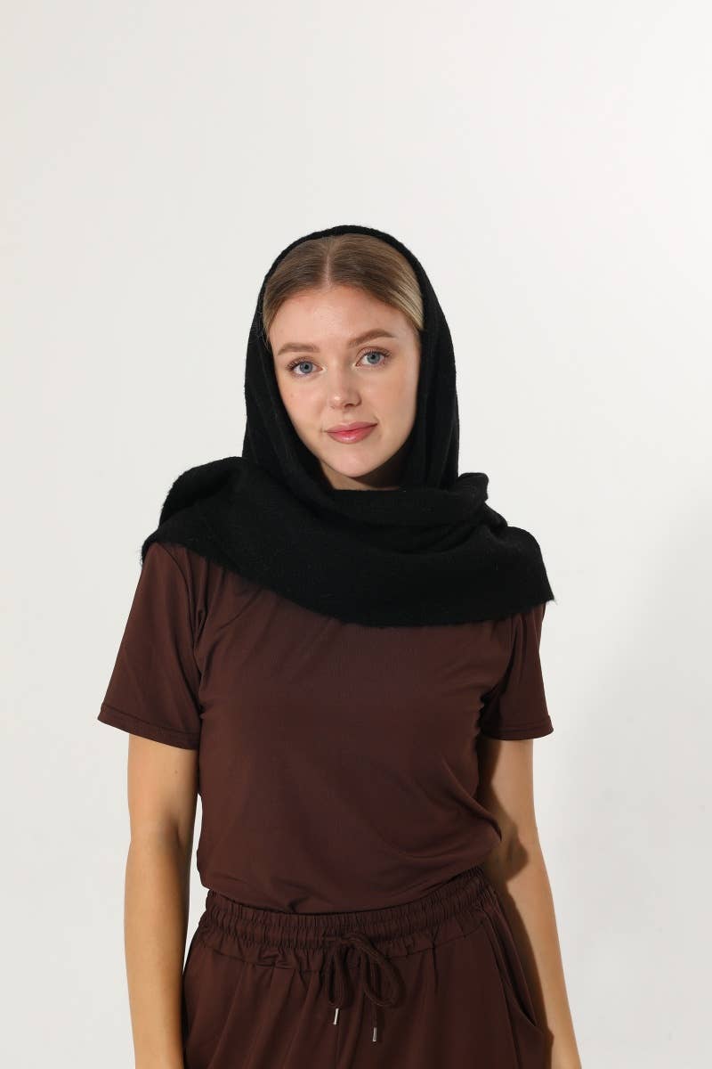 Soft Knit Triangle Multi‑way Wear Women Warm Shawl Scarf- White or Brown