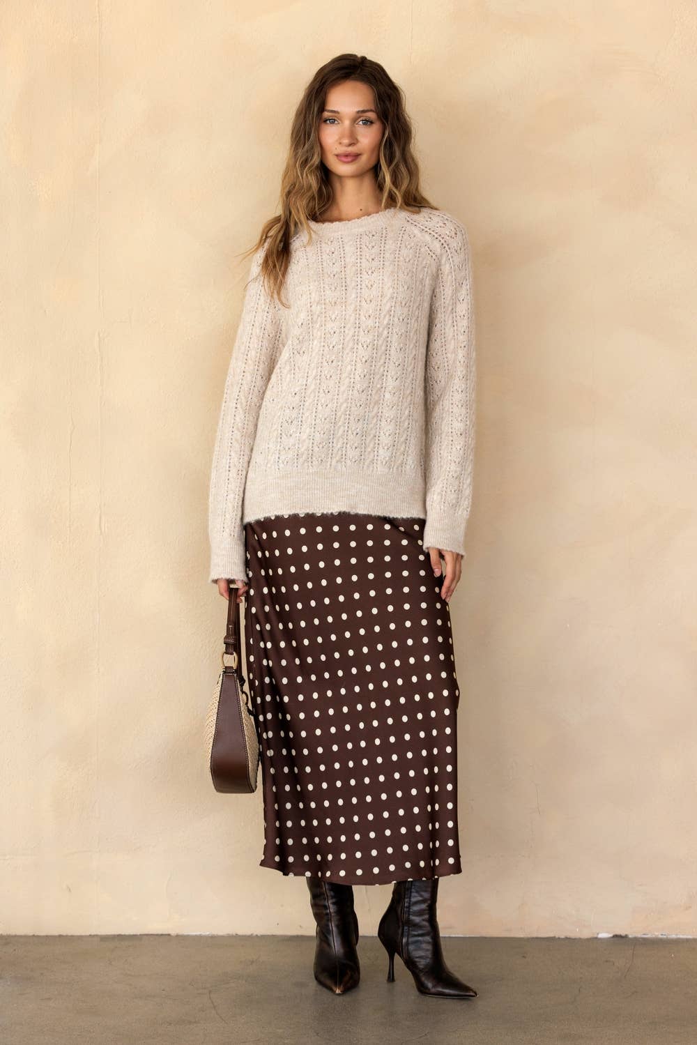 Polka Dot Satin Skirt