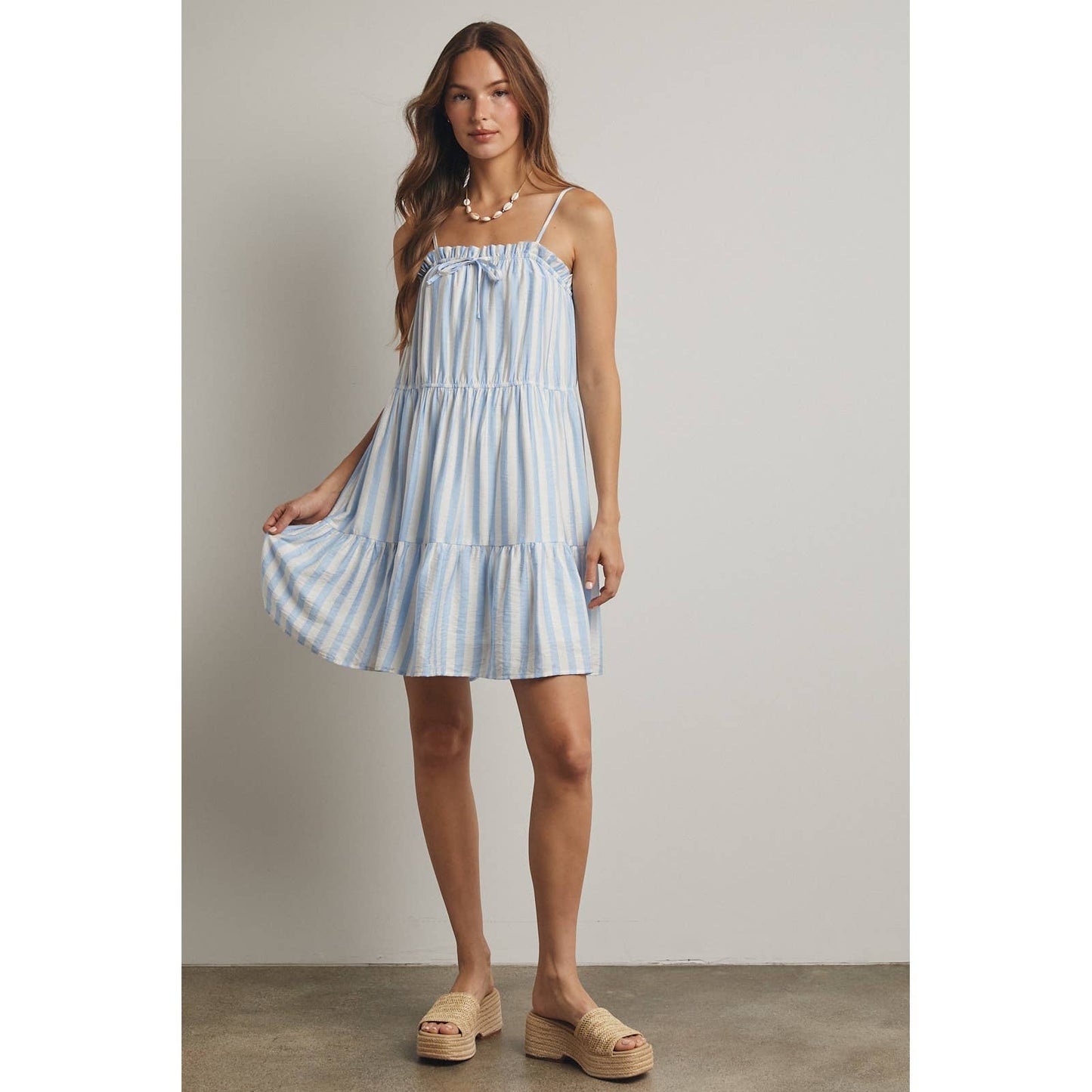 Striped Tiered Mini Dress
