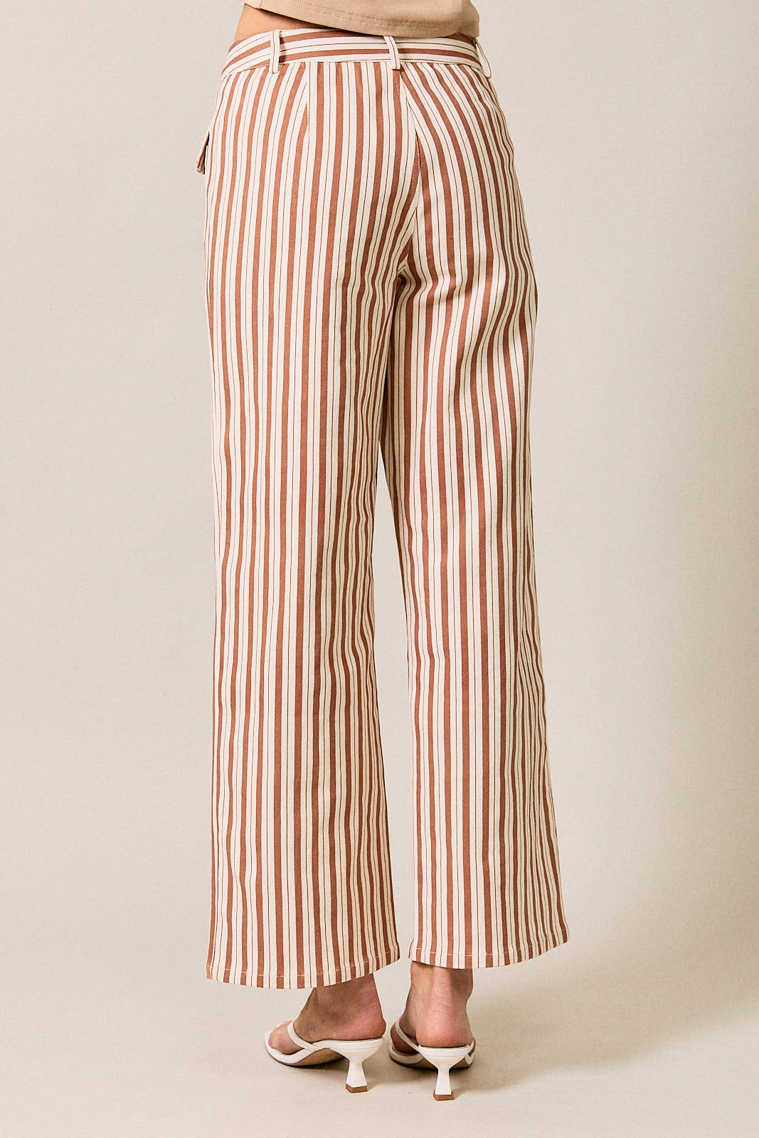 High Waist Striped Pocket Pants