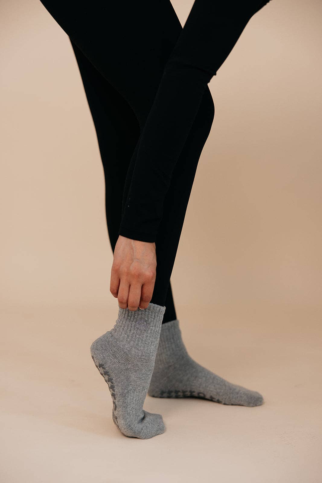 Grey Neutral Pilates Grip Socks
